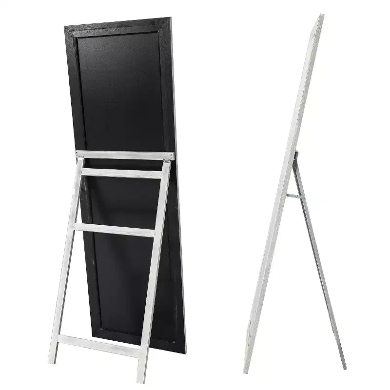 MAYEERTY Miroir pleine longueur en bois massif brossé blanc délavé 64x21in avec support en verre trempé