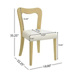 Okak Lot de 2 chaises de salle à manger sans accoudoir, rembourrées, dossier creux en forme de cœur, chaises de salle à manger en bois pour salle à manger, cuisine.