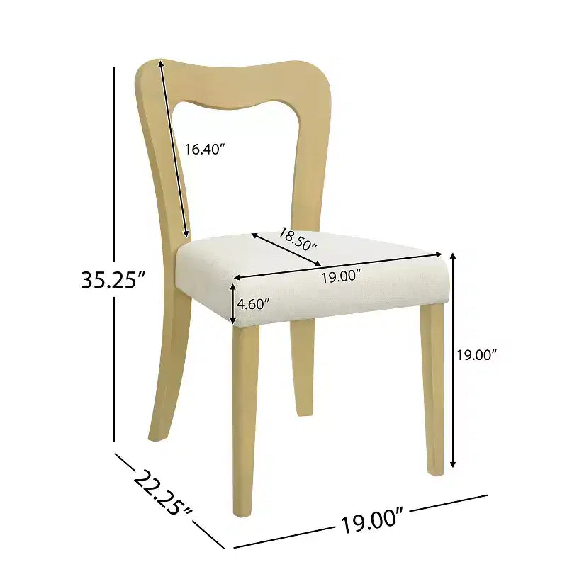 Okak Lot de 2 chaises de salle à manger sans accoudoir, rembourrées, dossier creux en forme de cœur, chaises de salle à manger en bois pour salle à manger, cuisine.