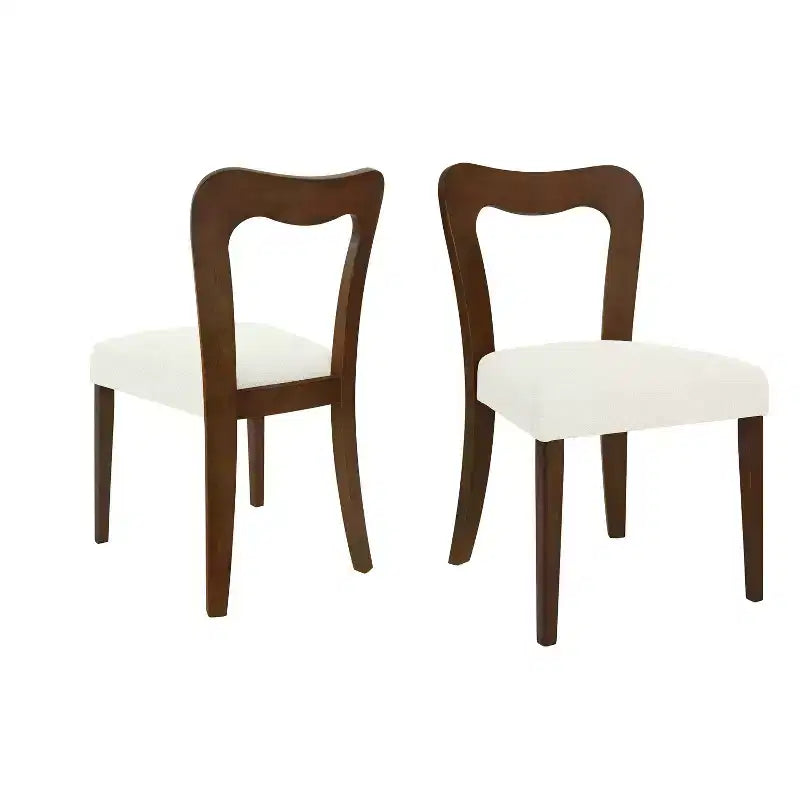 Okak Lot de 2 chaises de salle à manger sans accoudoir, rembourrées, dossier creux en forme de cœur, chaises de salle à manger en bois pour salle à manger, cuisine.