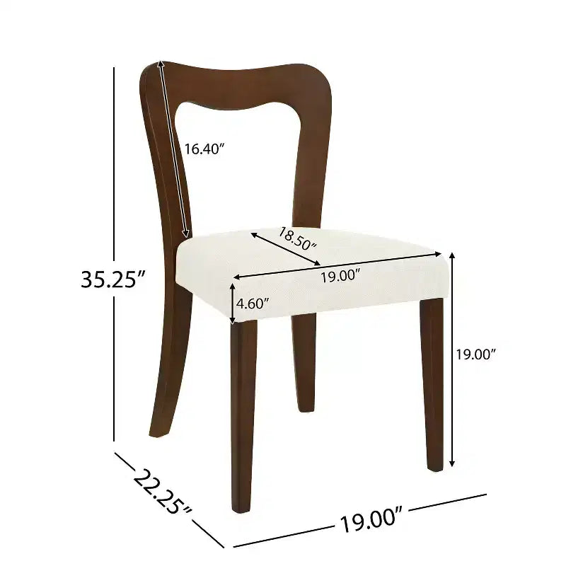 Okak Lot de 2 chaises de salle à manger sans accoudoir, rembourrées, dossier creux en forme de cœur, chaises de salle à manger en bois pour salle à manger, cuisine.