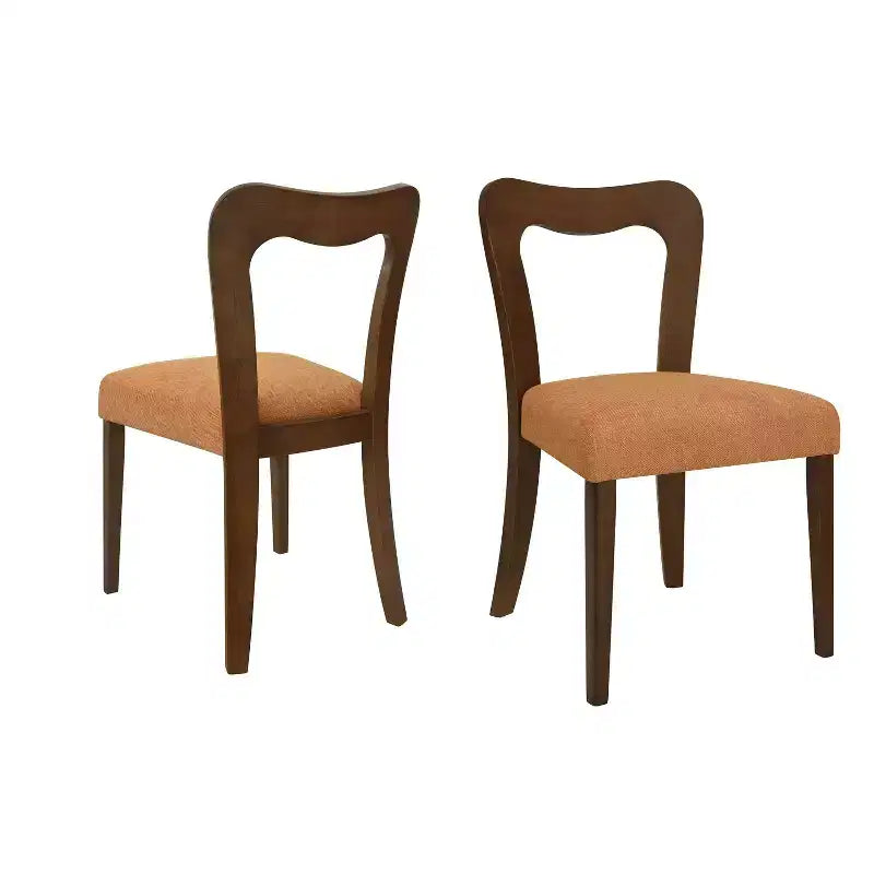 Okak Lot de 2 chaises de salle à manger sans accoudoir, rembourrées, dossier creux en forme de cœur, chaises de salle à manger en bois pour salle à manger, cuisine.