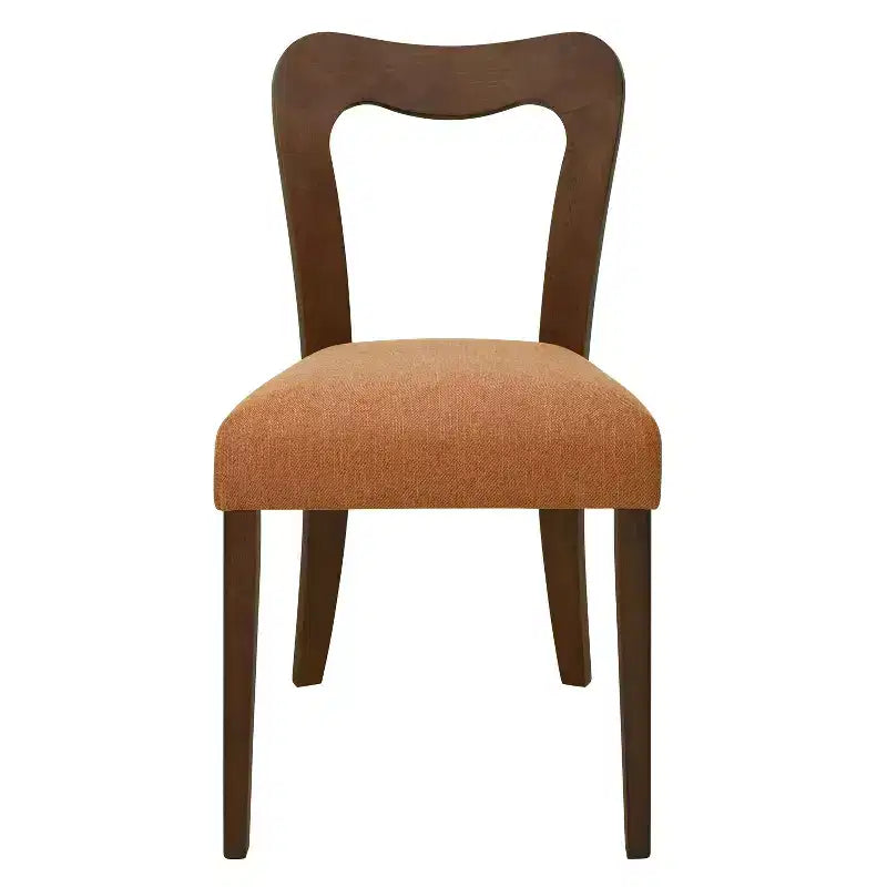 Okak Lot de 2 chaises de salle à manger sans accoudoir, rembourrées, dossier creux en forme de cœur, chaises de salle à manger en bois pour salle à manger, cuisine.