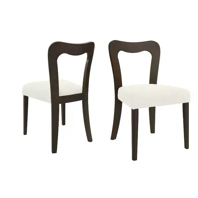 Okak Lot de 2 chaises de salle à manger sans accoudoir, rembourrées, dossier creux en forme de cœur, chaises de salle à manger en bois pour salle à manger, cuisine.