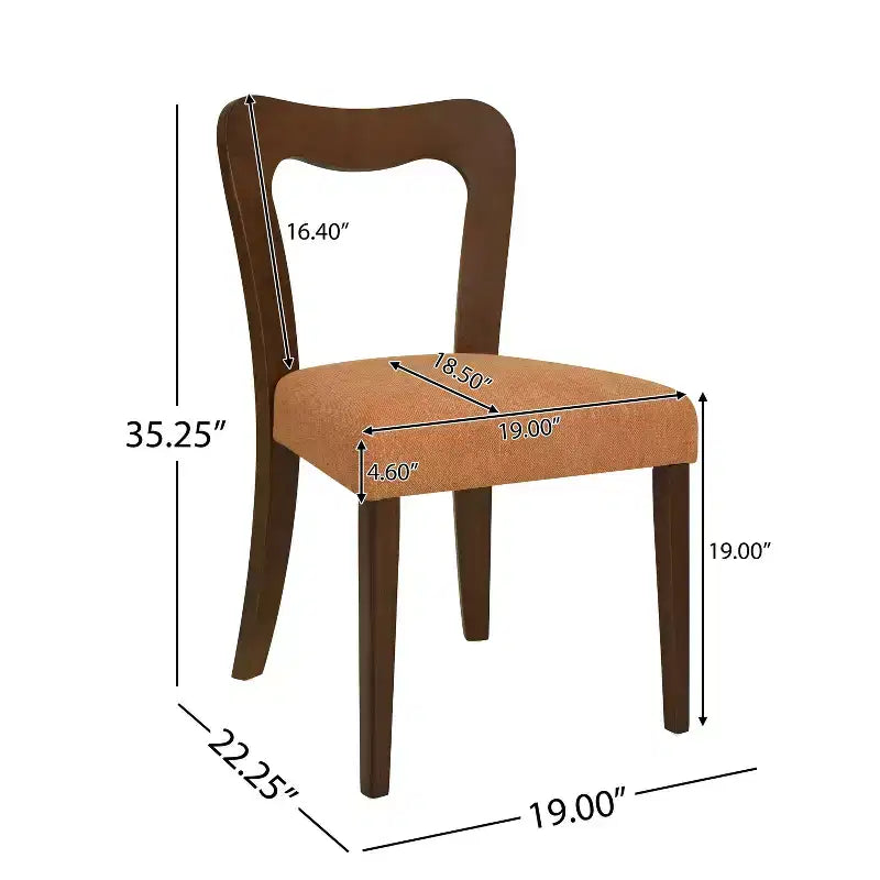 Okak Lot de 2 chaises de salle à manger sans accoudoir, rembourrées, dossier creux en forme de cœur, chaises de salle à manger en bois pour salle à manger, cuisine.