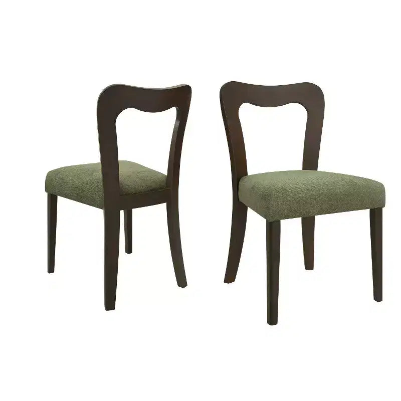 Okak Lot de 2 chaises de salle à manger sans accoudoir, rembourrées, dossier creux en forme de cœur, chaises de salle à manger en bois pour salle à manger, cuisine.