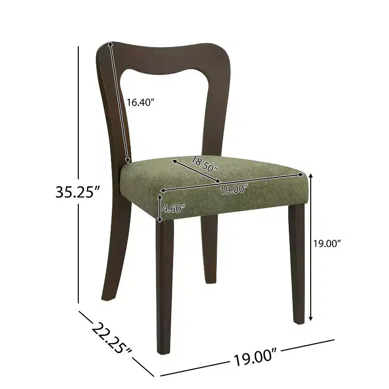 Okak Lot de 2 chaises de salle à manger sans accoudoir, rembourrées, dossier creux en forme de cœur, chaises de salle à manger en bois pour salle à manger, cuisine.