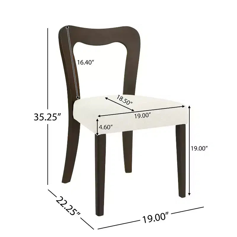 Okak Lot de 2 chaises de salle à manger sans accoudoir, rembourrées, dossier creux en forme de cœur, chaises de salle à manger en bois pour salle à manger, cuisine.