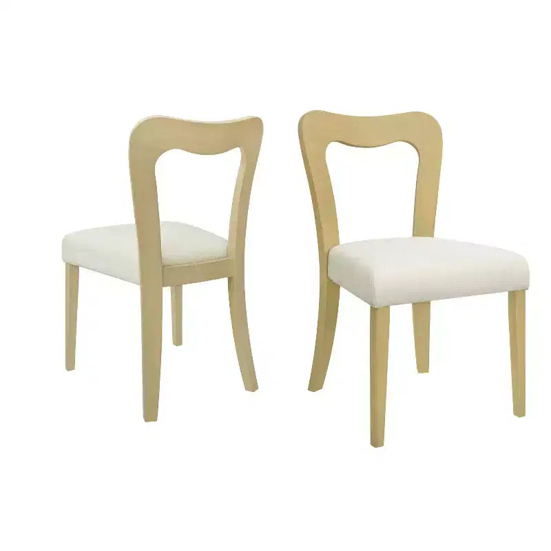 Okak Lot de 2 chaises de salle à manger sans accoudoir, rembourrées, dossier creux en forme de cœur, chaises de salle à manger en bois pour salle à manger, cuisine.
