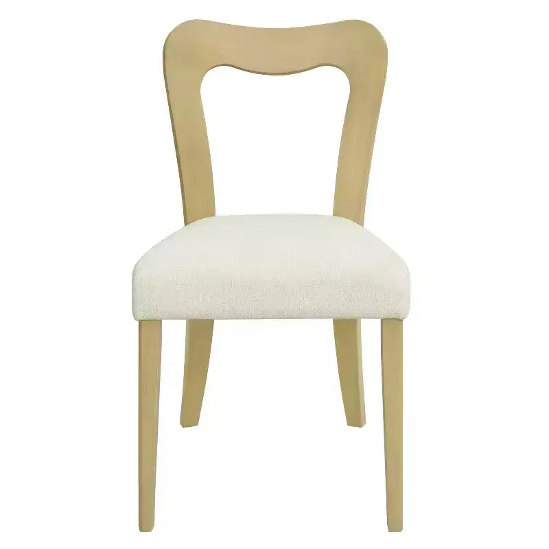 Okak Lot de 2 chaises de salle à manger sans accoudoir, rembourrées, dossier creux en forme de cœur, chaises de salle à manger en bois pour salle à manger, cuisine.