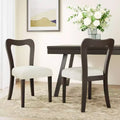 Okak Set of 2 Upholstered Heart-Shaped Hollow Back Dining Chair Without Arm,Wooden Accent Dining Chairs for Dining Room,Kitchen