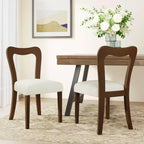 Okak Lot de 2 chaises de salle à manger sans accoudoir, rembourrées, dossier creux en forme de cœur, chaises de salle à manger en bois pour salle à manger, cuisine.