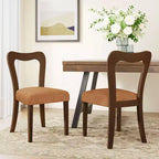 Okak Lot de 2 chaises de salle à manger sans accoudoir, rembourrées, dossier creux en forme de cœur, chaises de salle à manger en bois pour salle à manger, cuisine.