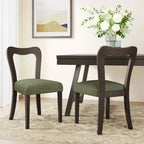 Okak Lot de 2 chaises de salle à manger sans accoudoir, rembourrées, dossier creux en forme de cœur, chaises de salle à manger en bois pour salle à manger, cuisine.
