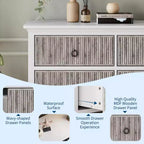 Commode 6 tiroirs pour chambre à coucher, commode moderne cannelée avec pieds en bois massif, longue commode double en bois, grande commode à tiroirs
