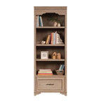 Okak Farmhouse Bookshelf, Display Shelves with 1 Drawer and 4 Open Shelves, Freestanding Storage Organizer for Living Room, Office, Brown