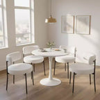 Homy Casa Set of 4 Teddy Upholstered Dining Chair Set with Metal Legs for Small Space, Holiday Gathering, New Year Refresh, White