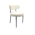Homy Casa Lot de 4 Chaises de Salle à Manger Rembourrées en Tissu Teddy avec Pieds en Métal pour Petits Espaces, Réunions de Famille, Renouvellement du Nouvel An, Blanc
