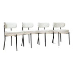 Homy Casa Lot de 4 Chaises de Salle à Manger Rembourrées en Tissu Teddy avec Pieds en Métal pour Petits Espaces, Réunions de Famille, Renouvellement du Nouvel An, Blanc