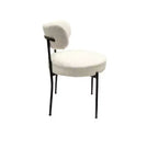 Homy Casa Lot de 4 Chaises de Salle à Manger Rembourrées en Tissu Teddy avec Pieds en Métal pour Petits Espaces, Réunions de Famille, Renouvellement du Nouvel An, Blanc