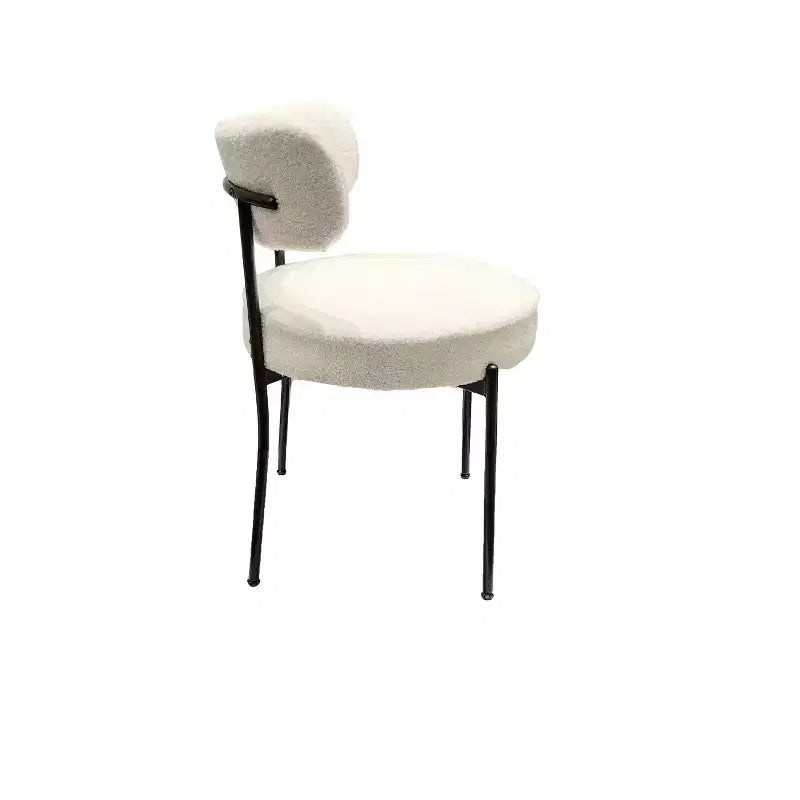 Homy Casa Lot de 4 Chaises de Salle à Manger Rembourrées en Tissu Teddy avec Pieds en Métal pour Petits Espaces, Réunions de Famille, Renouvellement du Nouvel An, Blanc