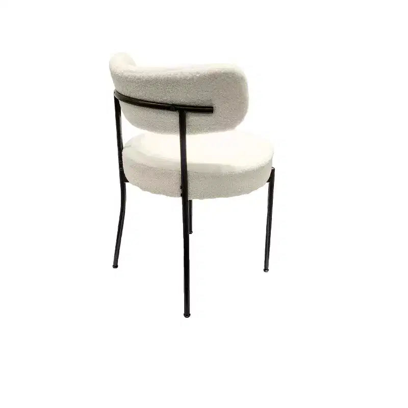 Homy Casa Lot de 4 Chaises de Salle à Manger Rembourrées en Tissu Teddy avec Pieds en Métal pour Petits Espaces, Réunions de Famille, Renouvellement du Nouvel An, Blanc