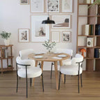 Homy Casa Lot de 4 Chaises de Salle à Manger Rembourrées en Tissu Teddy avec Pieds en Métal pour Petits Espaces, Réunions de Famille, Renouvellement du Nouvel An, Blanc