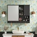 Meuble de Rangement Mural pour Salle de Bain Okak, Armoire à Pharmacie avec Miroir et Étagères Réglables, 1 Porte et Crochets à Serviettes, Organisateur de Salle de Bain