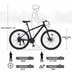 NAYSAYE Vélo VTT 27,5 pouces 21 vitesses avec suspension avant pour hommes, femmes, garçons et filles, gris, 68,8*26,37*39,37