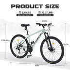 NAYSAYE Vélo VTT 27,5 pouces 21 vitesses avec suspension avant pour hommes, femmes, garçons et filles, vert, 68,8*26,37*39,37