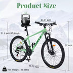 NAYSAYE VTT 26 Pouces 3X8/24 Vitesses avec Cadre en Acier Fourche à Suspension Avant pour Hommes, Femmes, Étudiants, Vert, 65,75*24,41*37