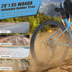 Vélo de Montagne NAYSAYE 29 Pouces, 8 Vitesses, Cadre en Acier avec Suspension Avant pour Adultes et Jeunes, Bleu, 70.8*27.1*41.7