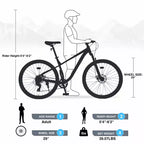 Vélo de Montagne NAYSAYE 29 Pouces, 8 Vitesses, Cadre en Acier avec Suspension Avant pour Adultes et Jeunes, Bleu, 70.8*27.1*41.7