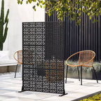 MAYEERTY 72 inch Room Divider Black Galvanized Metal Rectangle Frame Privacy Screen Garden Fence Patio