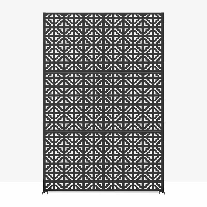 MAYEERTY Séparateur de pièce de 72 pouces, cadre rectangulaire en métal galvanisé noir, brise-vue, clôture de jardin, patio