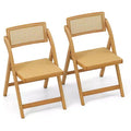 Costway Rattan Cane Folding Chairs Set of 2/4 with Rotatable Backrests 330lbs Capacity