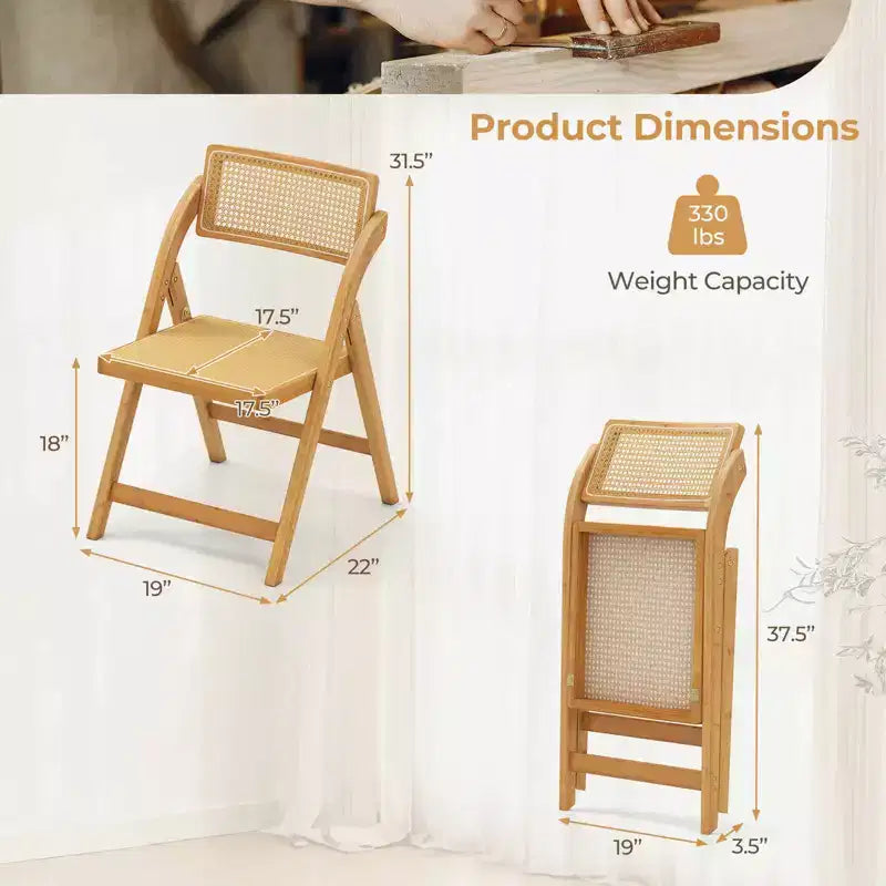 Chaises pliantes en rotin Costway, lot de 2/4 avec dossiers rotatifs, capacité de 150 kg