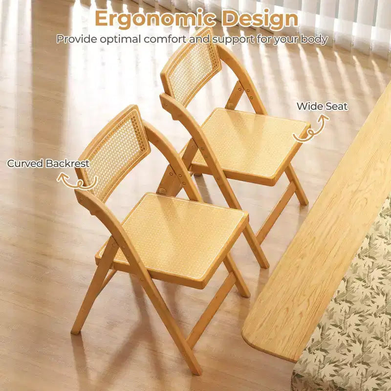 Chaises pliantes en rotin Costway, lot de 2/4 avec dossiers rotatifs, capacité de 150 kg