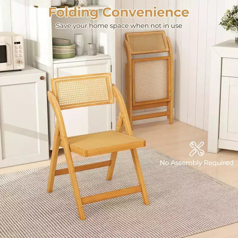 Chaises pliantes en rotin Costway, lot de 2/4 avec dossiers rotatifs, capacité de 150 kg
