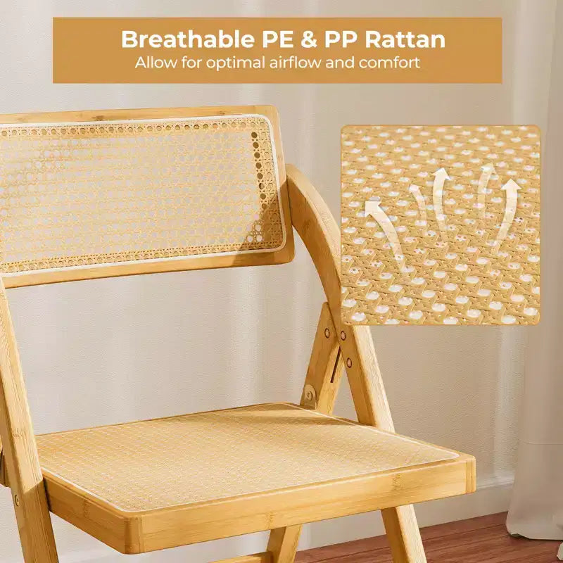 Chaises pliantes en rotin Costway, lot de 2/4 avec dossiers rotatifs, capacité de 150 kg