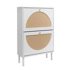 Range-chaussures moderne Bexley GDFStudio avec 2 portes en rotin et base en métal