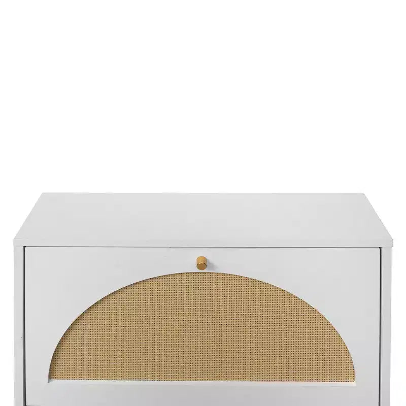 Range-chaussures moderne Bexley GDFStudio avec 2 portes en rotin et base en métal