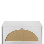 Range-chaussures moderne Bexley GDFStudio avec 2 portes en rotin et base en métal