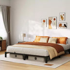 Bed Frame King Size, 10 Inch Metal Platform, No Screws Needed, No Box Spring Needed, Heavy Duty, 800 Lbs Capacity, Reinforced Iron Slats & Legs