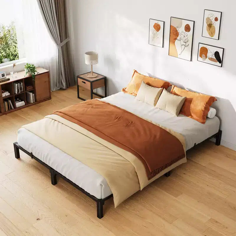 Cadre de lit King Size, plateforme métallique de 10 pouces, sans vis, sans sommier tapissier, robuste, capacité de 800 lb, lattes et pieds en fer renforcés