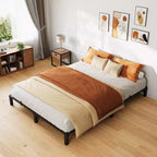 Cadre de lit King Size, plateforme métallique de 10 pouces, sans vis, sans sommier tapissier, robuste, capacité de 800 lb, lattes et pieds en fer renforcés