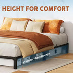 Cadre de lit King Size, plateforme métallique de 10 pouces, sans vis, sans sommier tapissier, robuste, capacité de 800 lb, lattes et pieds en fer renforcés