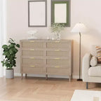 Commode en rotin à 8 tiroirs, commode en bois avec 5 pieds en bois massif, commode moderne du milieu du siècle pour placard avec poignées pour chambre à coucher, salon