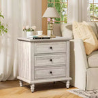 Karl Home 3-Drawer White Particle Board 24.8in. W Nightstands