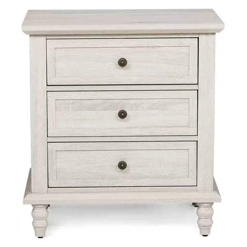 Karl Home Tables de chevet 3 tiroirs en aggloméré blanc 63 cm l.
